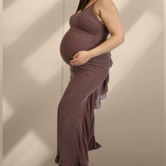Windsor Maternity Photoshoot Dress low back sparkly stretchy gown prom dress - Picture 1 of 5